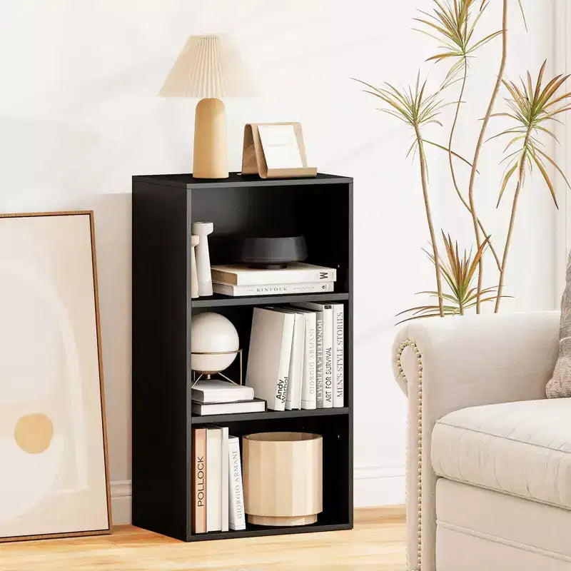 Costway Scaffale Libreria a 3 Ripiani Aperti, Mobile Contenitore Multifunzionale Moderno, Nero Noce