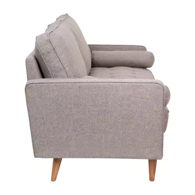 Divano moderno di metà secolo Flash Furniture Hudson con rivestimento trapuntato e gambe in legno massello