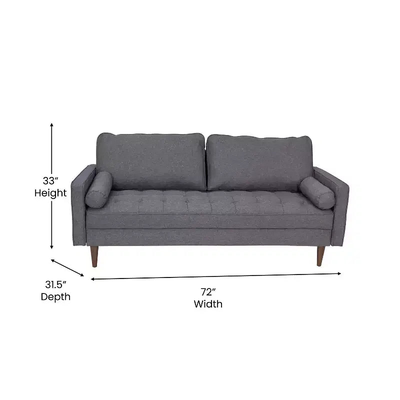 Divano moderno di metà secolo Flash Furniture Hudson con rivestimento trapuntato e gambe in legno massello
