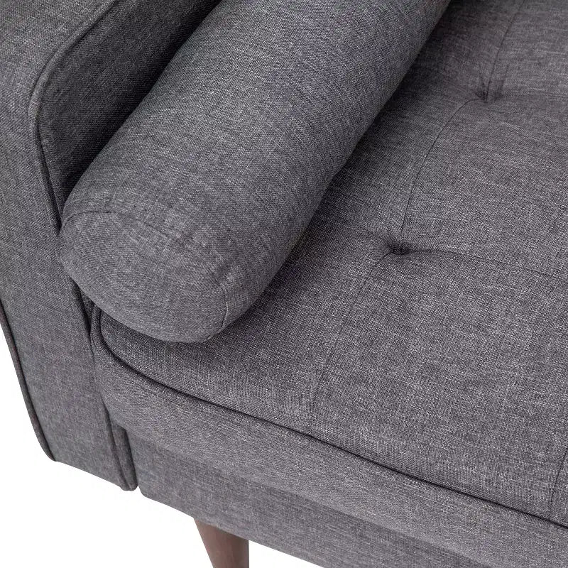 Divano moderno di metà secolo Flash Furniture Hudson con rivestimento trapuntato e gambe in legno massello