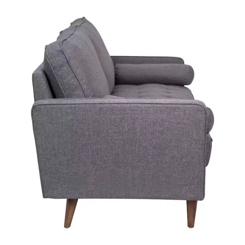Divano moderno di metà secolo Flash Furniture Hudson con rivestimento trapuntato e gambe in legno massello