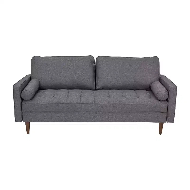 Divano moderno di metà secolo Flash Furniture Hudson con rivestimento trapuntato e gambe in legno massello