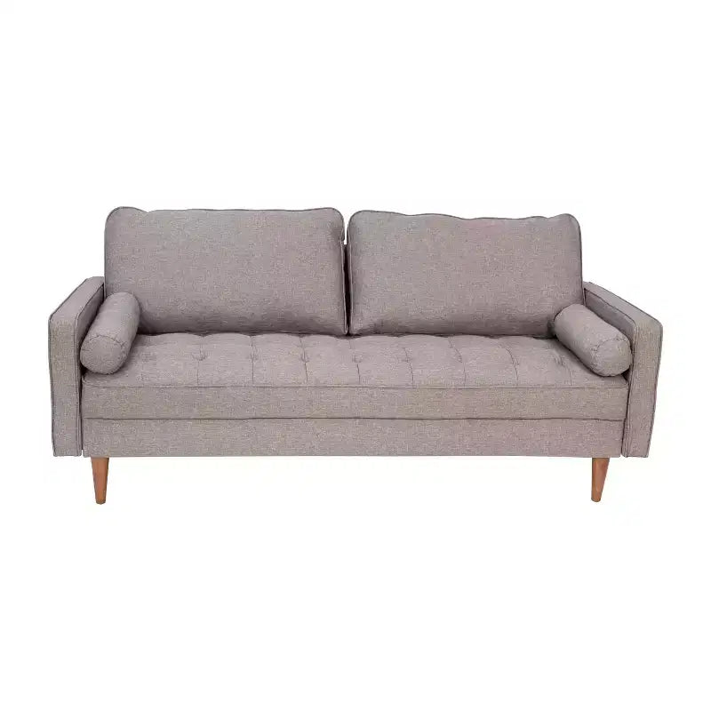 Divano moderno di metà secolo Flash Furniture Hudson con rivestimento trapuntato e gambe in legno massello