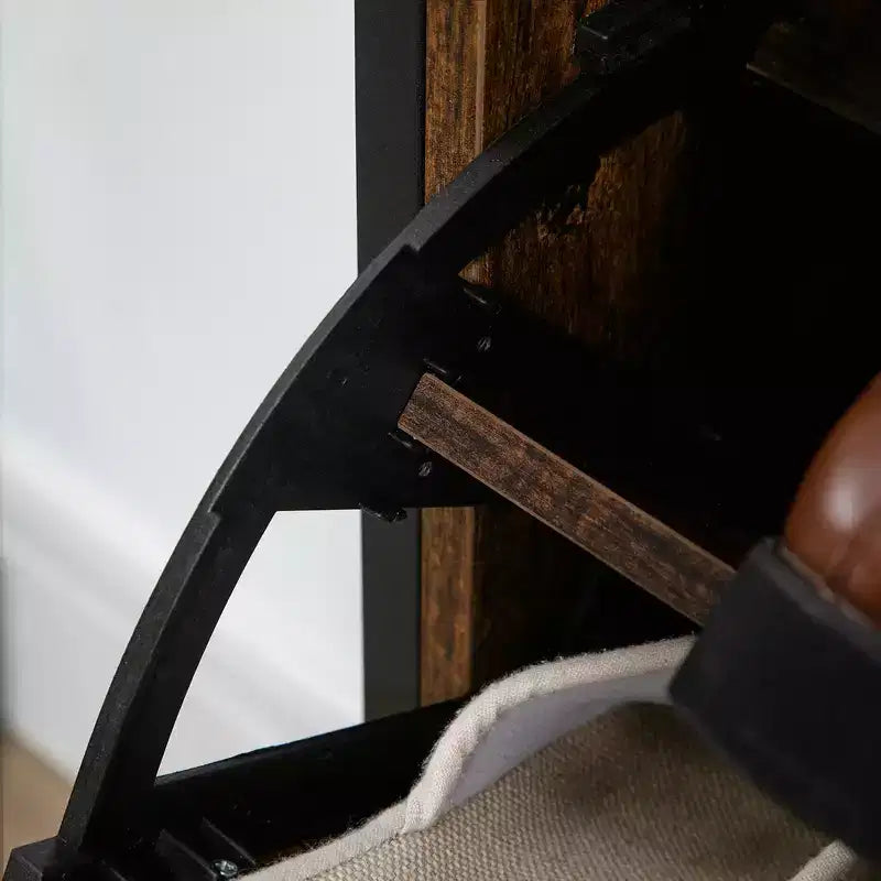 HOMCOM Scarpiera con 2 Ante a Ribalta, Mobile Porta Scarpe Slim a 2 Cassetti con Divisorio e Vano Aperto per 12 Paia di Scarpe, Marrone Rustico