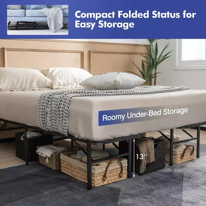 Struttura letto a piattaforma pieghevole in metallo Costway 13 pollici Base materasso 660 libbre
