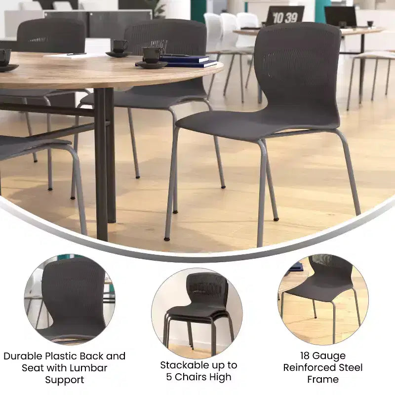 Flash Furniture Serie HERCULES Set di 5 sedie impilabili ergonomiche di grado commerciale con capacità di 349 kg, supporto lombare e struttura in acciaio