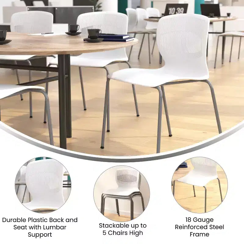 Flash Furniture Serie HERCULES Set di 5 sedie impilabili ergonomiche di grado commerciale con capacità di 349 kg, supporto lombare e struttura in acciaio