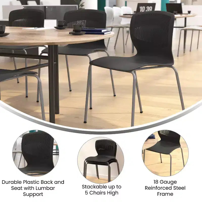 Flash Furniture Serie HERCULES Set di 5 sedie impilabili ergonomiche di grado commerciale con capacità di 349 kg, supporto lombare e struttura in acciaio