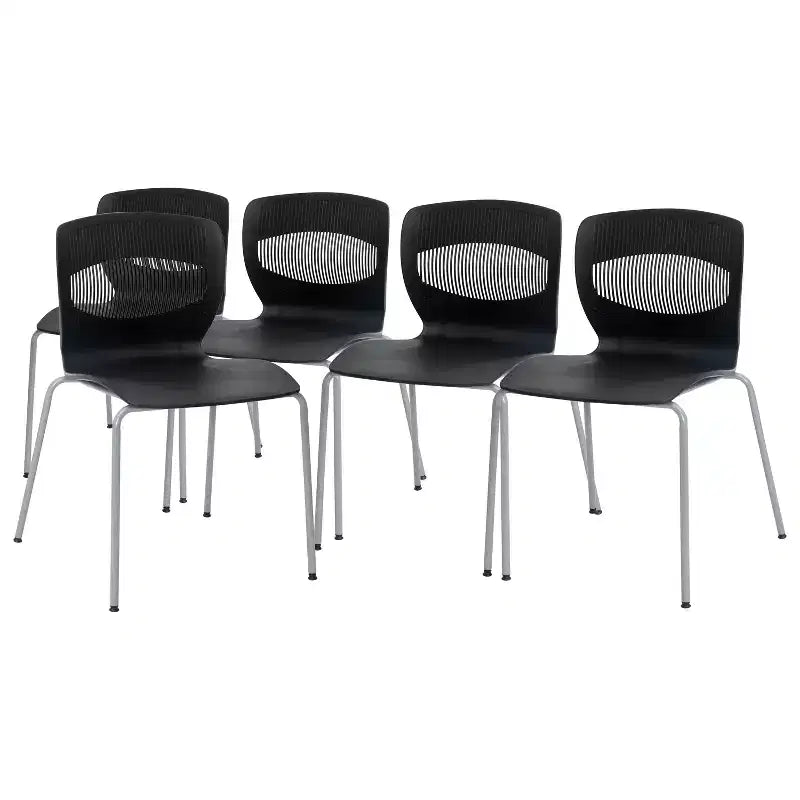 Flash Furniture Serie HERCULES Set di 5 sedie impilabili ergonomiche di grado commerciale con capacità di 349 kg, supporto lombare e struttura in acciaio