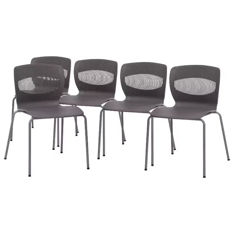 Flash Furniture Serie HERCULES Set di 5 sedie impilabili ergonomiche di grado commerciale con capacità di 349 kg, supporto lombare e struttura in acciaio
