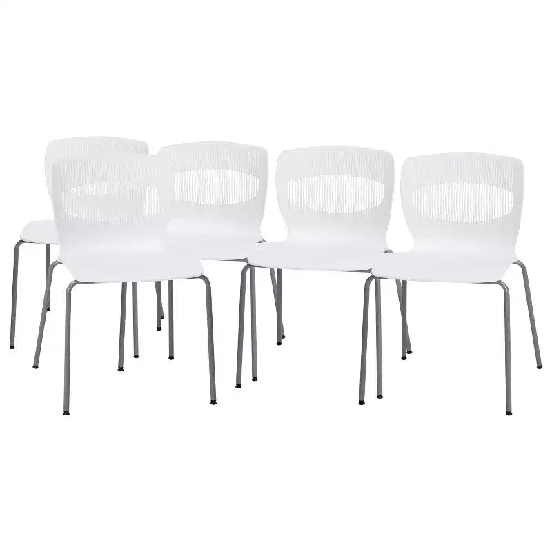 Flash Furniture Serie HERCULES Set di 5 sedie impilabili ergonomiche di grado commerciale con capacità di 349 kg, supporto lombare e struttura in acciaio