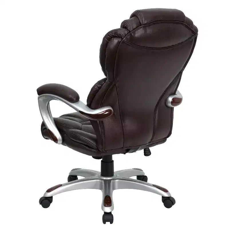 Sedia da ufficio girevole direzionale a schienale alto, colore nero/marrone, 1 persona