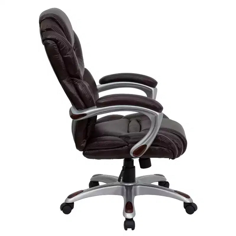 Sedia da ufficio girevole direzionale a schienale alto, colore nero/marrone, 1 persona