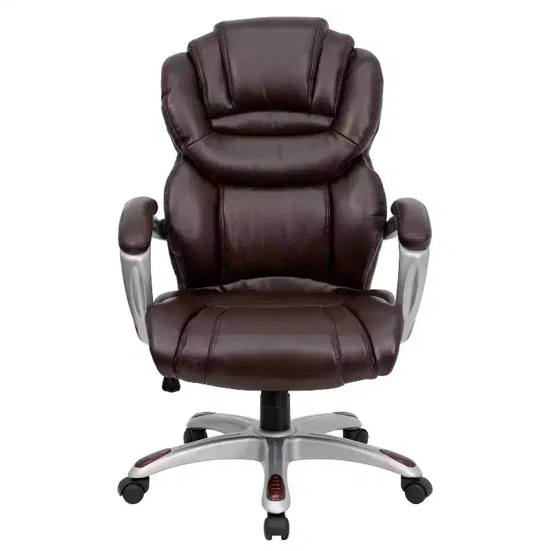 Sedia da ufficio girevole direzionale a schienale alto, colore nero/marrone, 1 persona
