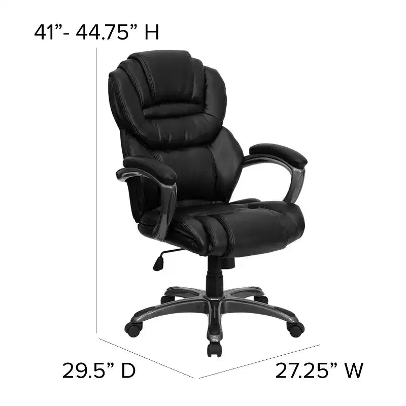 Sedia da ufficio girevole direzionale a schienale alto, colore nero/marrone, 1 persona