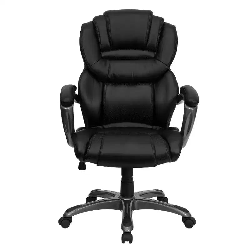 Sedia da ufficio girevole direzionale a schienale alto, colore nero/marrone, 1 persona