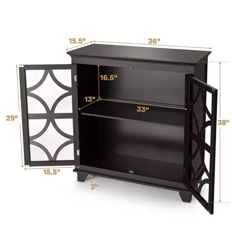 Costway Armadio da Cucina Credenza con Ante in Vetro e Ripiano Regolabile