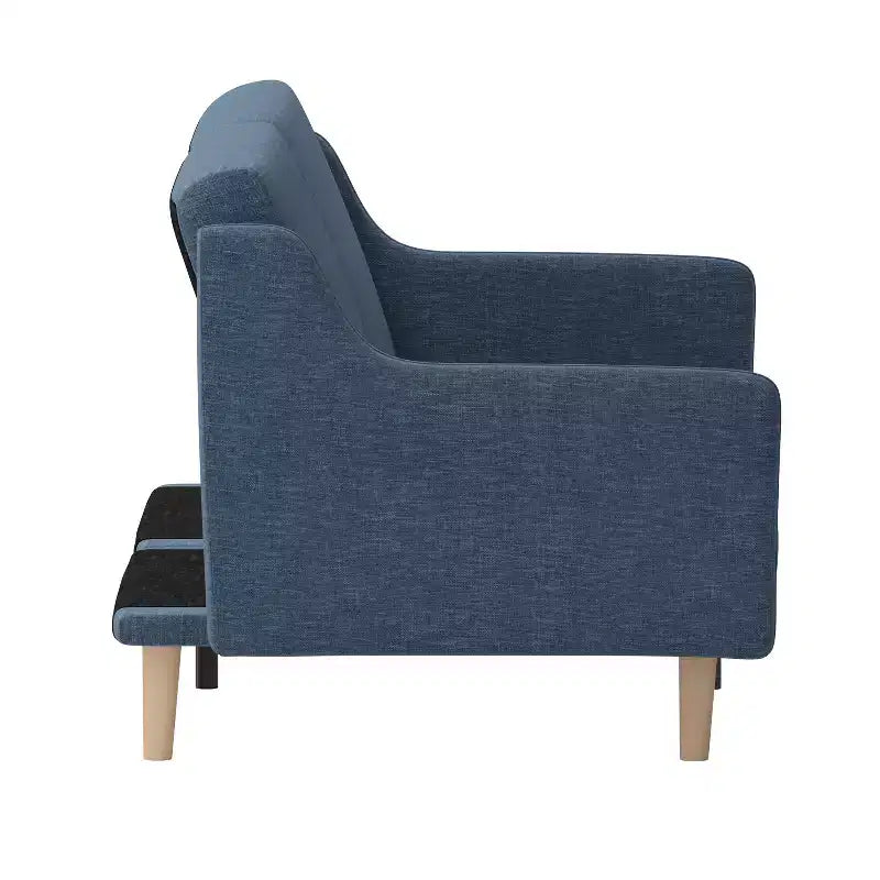 Divano Futon Emma e Oliver con Schienale Diviso Imbottito e Rivestito, Braccioli Lisci Curvi Rimovibili e Gambe in Legno