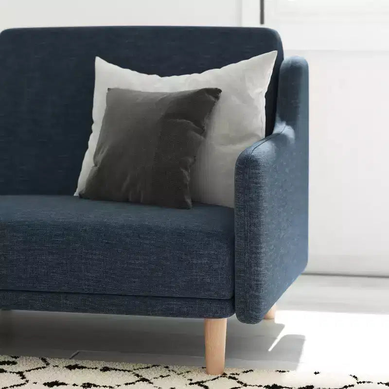 Divano Futon Emma e Oliver con Schienale Diviso Imbottito e Rivestito, Braccioli Lisci Curvi Rimovibili e Gambe in Legno