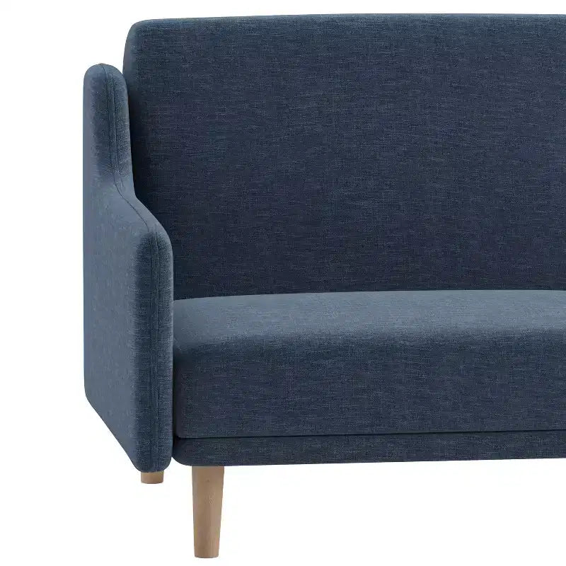 Divano Futon Emma e Oliver con Schienale Diviso Imbottito e Rivestito, Braccioli Lisci Curvi Rimovibili e Gambe in Legno