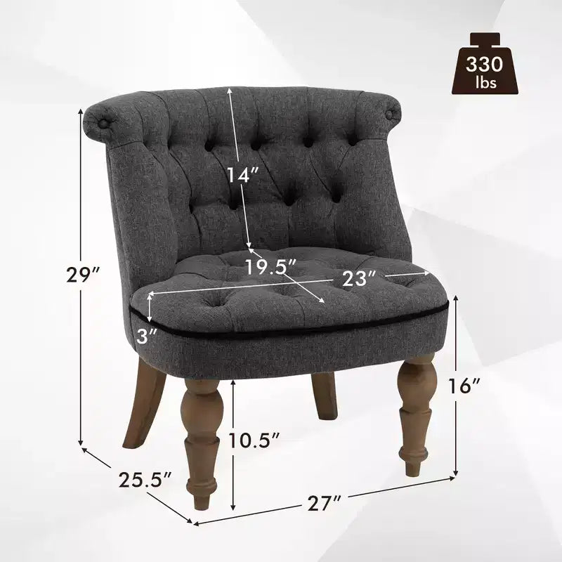 Costway Set di 2 Poltrone Senza Braccioli con Gambe in Legno di Faggio