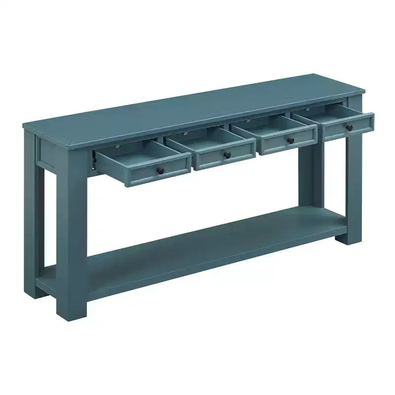Consolle/Tavolo da divano da 63W con cassetti portaoggetti e ripiano inferiore 4Q - ModernLuxe