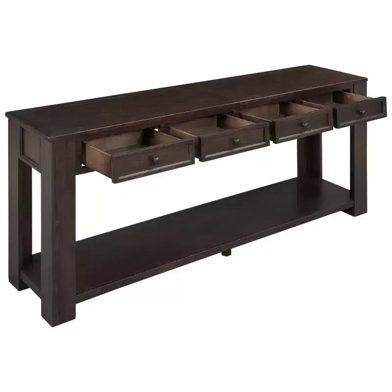 Consolle/Tavolo da divano da 63W con cassetti portaoggetti e ripiano inferiore 4Q - ModernLuxe
