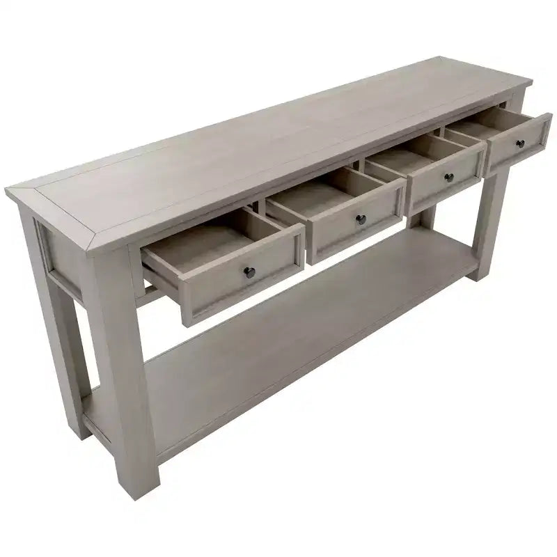 Consolle/Tavolo da divano da 63W con cassetti portaoggetti e ripiano inferiore 4Q - ModernLuxe