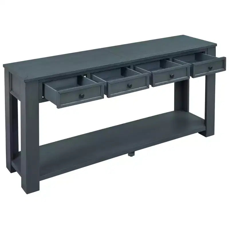 Consolle/Tavolo da divano da 63W con cassetti portaoggetti e ripiano inferiore 4Q - ModernLuxe