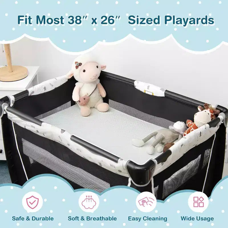 Costway 38'' x 26'' Materasso per Lettino da Viaggio/Box Neonato a Doppia Faccia con Fodera Removibile Lavabile