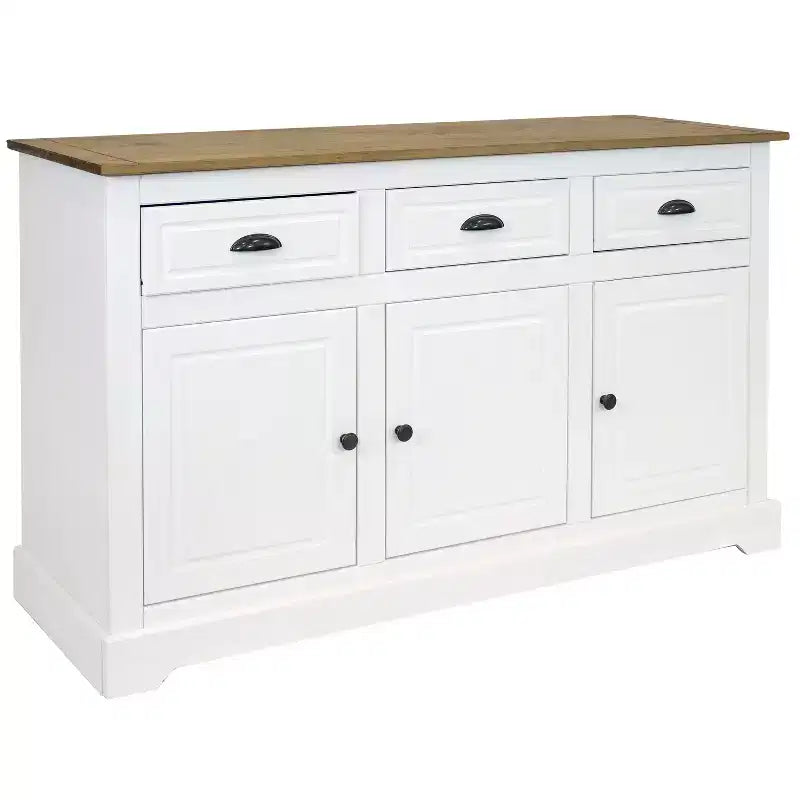 Sunnydaze Sideboard with 3 Drawers and 3 Doors - Solid Pine Construction - White - 32
