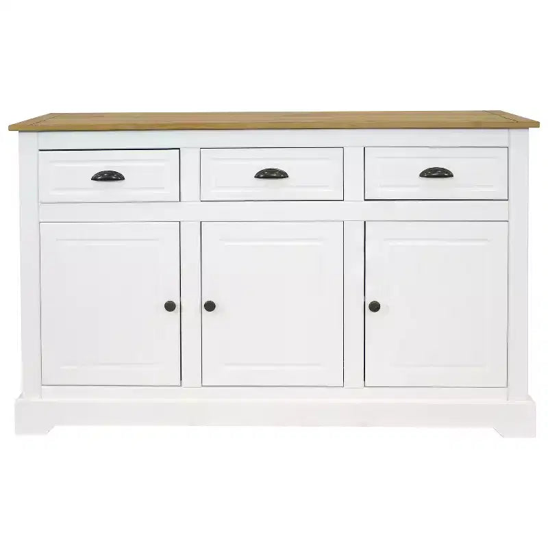 Sunnydaze Credenza con 3 Cassetti e 3 Ante - Struttura in Pino Massiccio - Bianca - 32