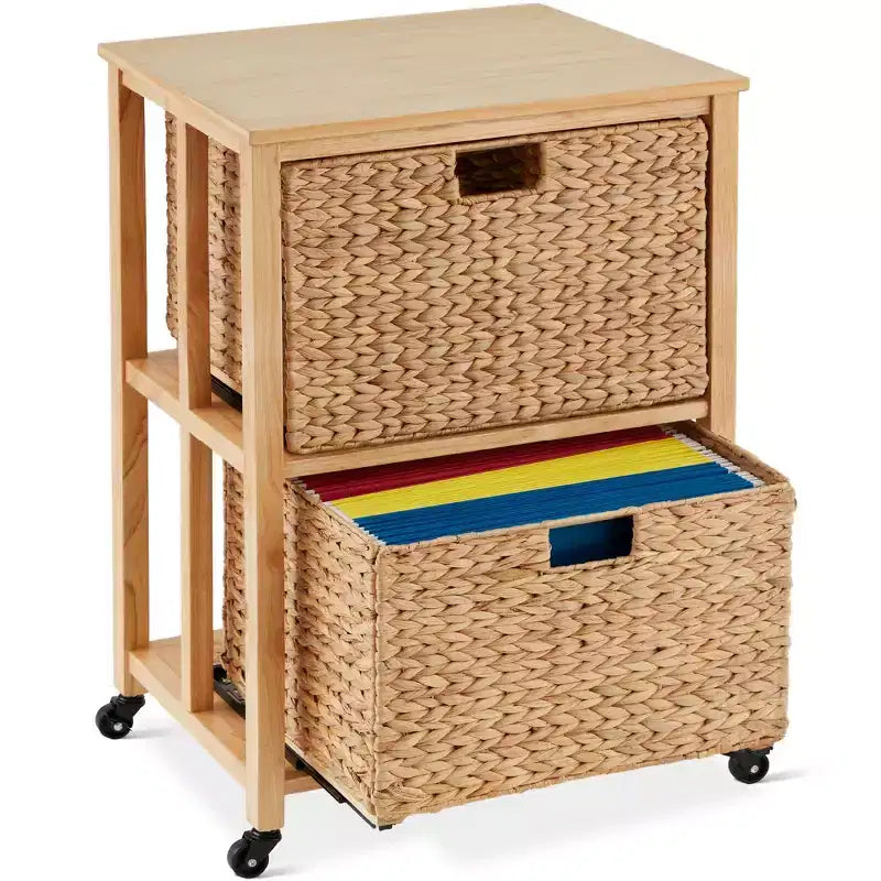 Mobile classificatore verticale Best Choice Products per casa, ufficio con telaio in legno di gomma, ruote piroettanti bloccabili