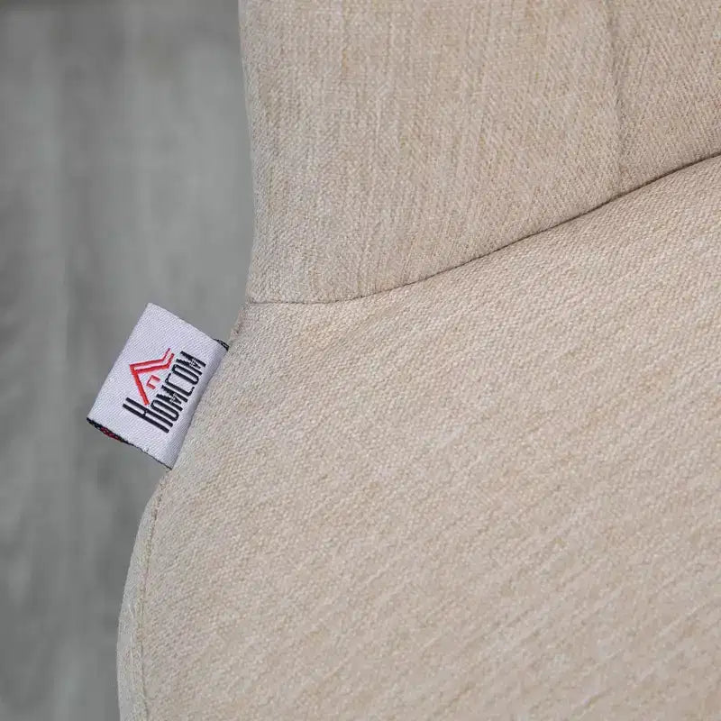HOMCOM Sgabelli da Bar Regolabili, Sgabelli da Cucina Imbottiti con Tessuto Effetto Lino, Struttura in Acciaio, Set da 2, Beige e Nero