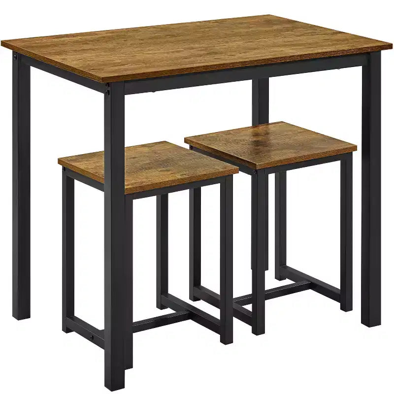 Set da Pranzo Salvaspazio Industriale Yaheetech 3 Pezzi, per Cucina, Sala da Pranzo