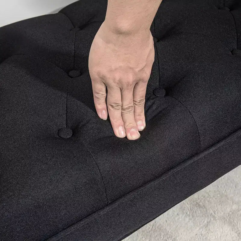 Panca fondoletto HOMCOM con Bottoni Capitonnè, Panca Imbottita con Braccioli e Gambe in Legno Massello per Camera da Letto
