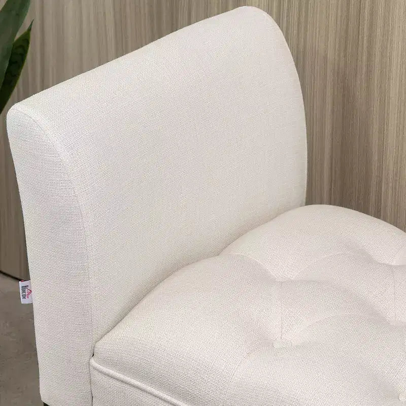 Panca fondoletto HOMCOM con Bottoni Capitonnè, Panca Imbottita con Braccioli e Gambe in Legno Massello per Camera da Letto