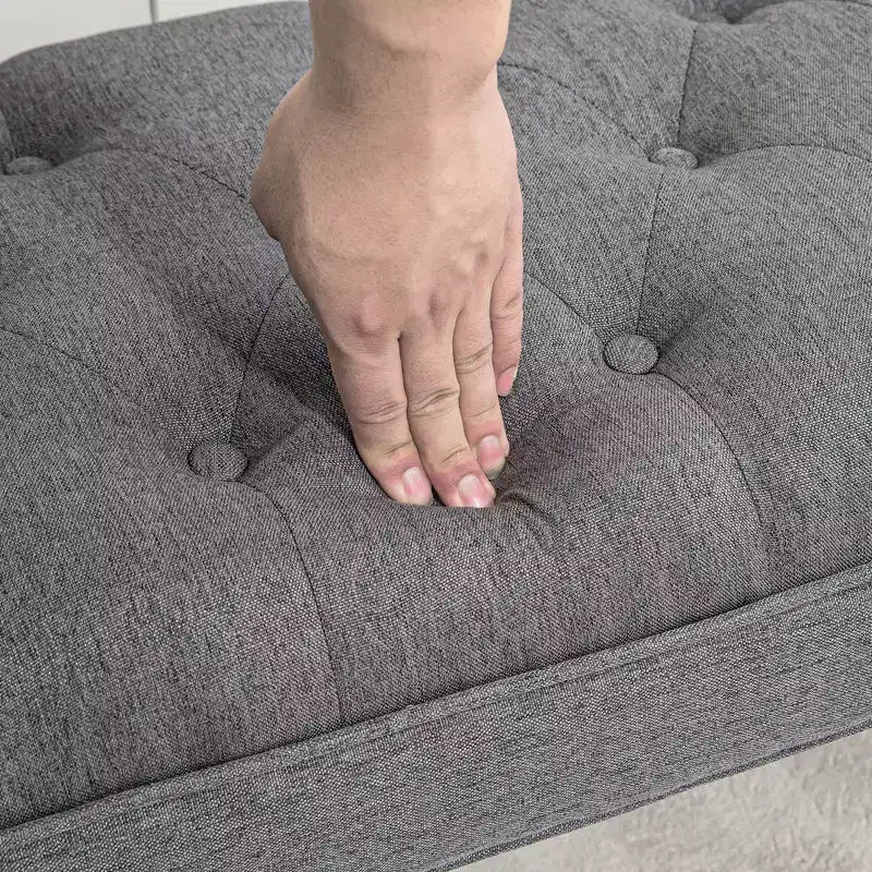 Panca fondoletto HOMCOM con Bottoni Capitonnè, Panca Imbottita con Braccioli e Gambe in Legno Massello per Camera da Letto