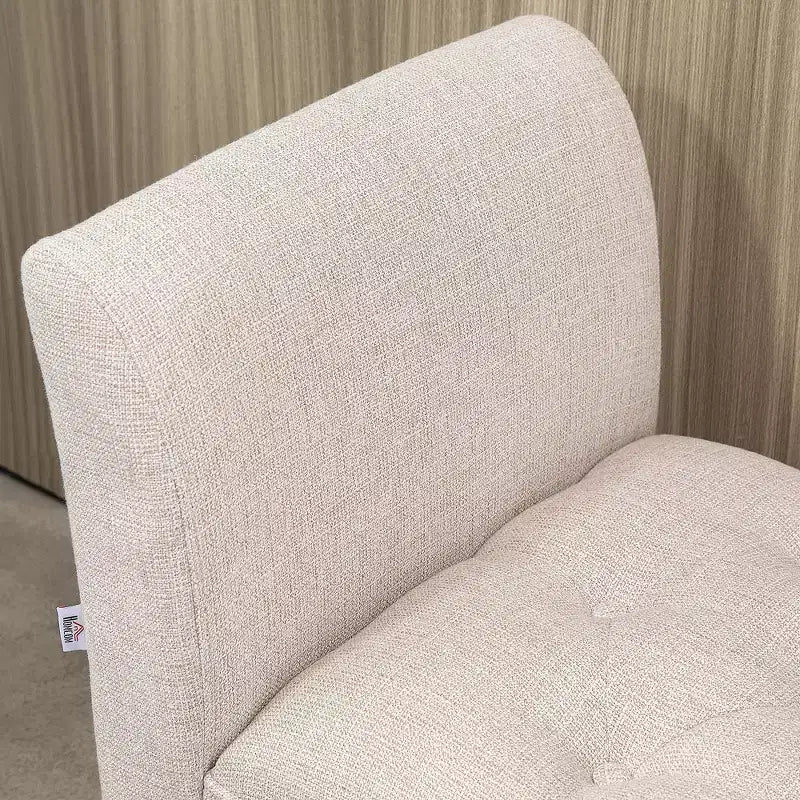 Panca fondoletto HOMCOM con Bottoni Capitonnè, Panca Imbottita con Braccioli e Gambe in Legno Massello per Camera da Letto