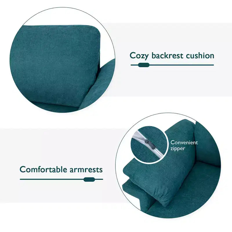 Poltrona moderna in tessuto Costway, divano singolo imbottito con gambe in metallo Blu/Grigio