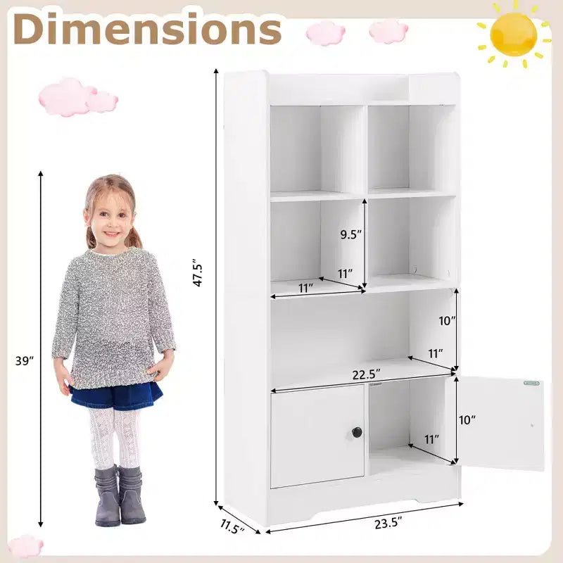 Libreria indipendente Costway con ante, 2 mobili contenitori e 5 scomparti, 2 kit antiribaltamento