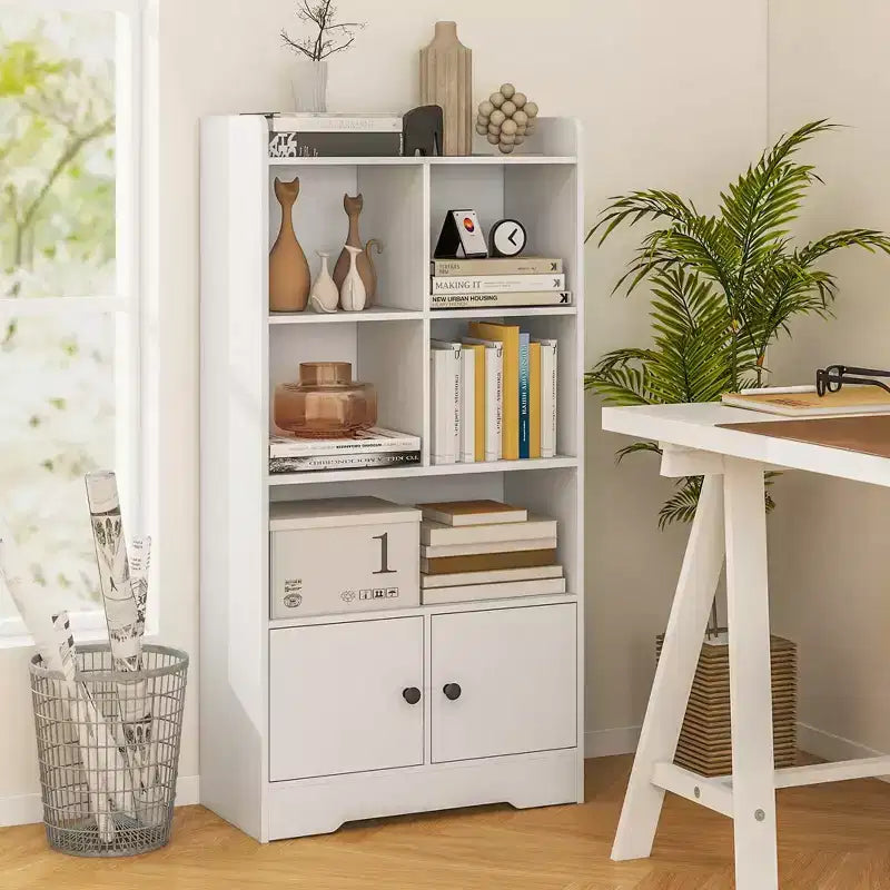 Libreria indipendente Costway con ante, 2 mobili contenitori e 5 scomparti, 2 kit antiribaltamento