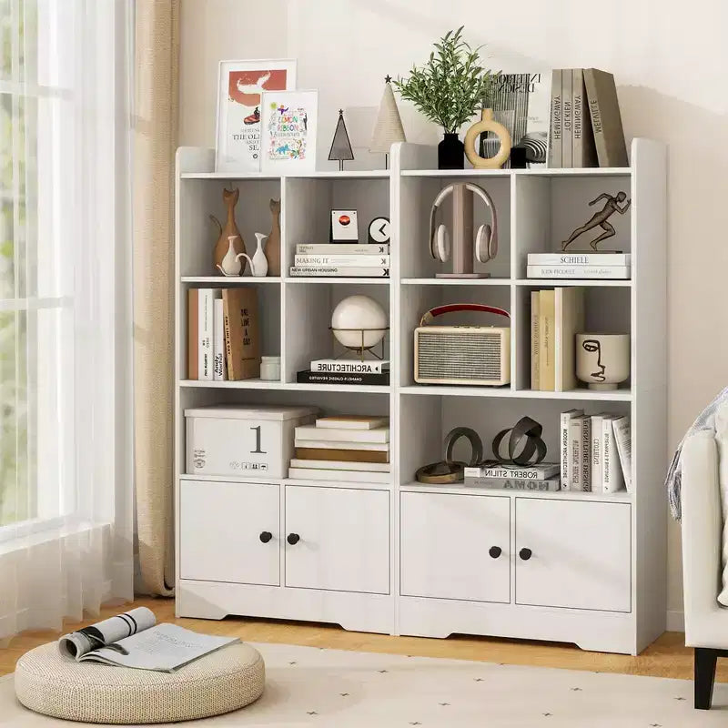 Libreria indipendente Costway con ante, 2 mobili contenitori e 5 scomparti, 2 kit antiribaltamento