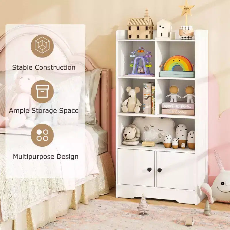 Libreria indipendente Costway con ante, 2 mobili contenitori e 5 scomparti, 2 kit antiribaltamento