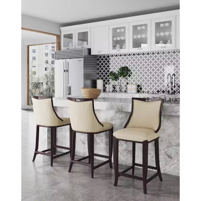 Set di 2 sgabelli da bar Emperor, imbottiti in faggio e similpelle - Manhattan Comfort