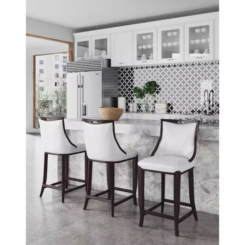 Set di 2 sgabelli da bar Emperor, imbottiti in faggio e similpelle - Manhattan Comfort