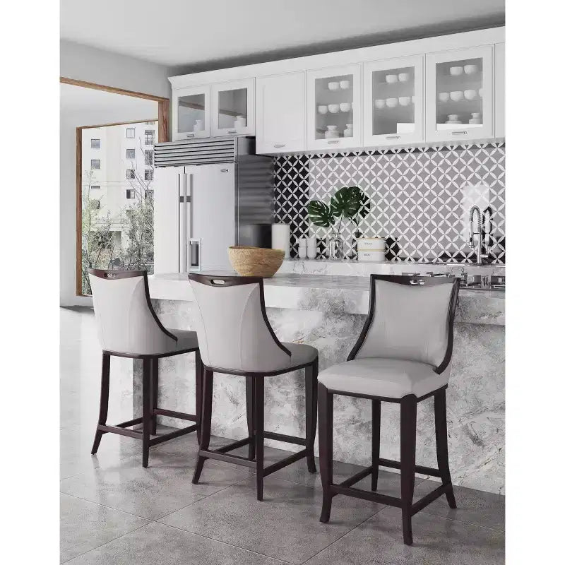 Set di 2 sgabelli da bar Emperor, imbottiti in faggio e similpelle - Manhattan Comfort