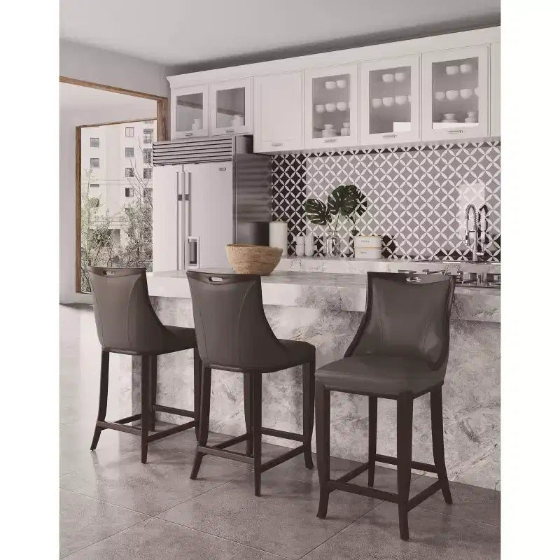 Set di 2 sgabelli da bar Emperor, imbottiti in faggio e similpelle - Manhattan Comfort