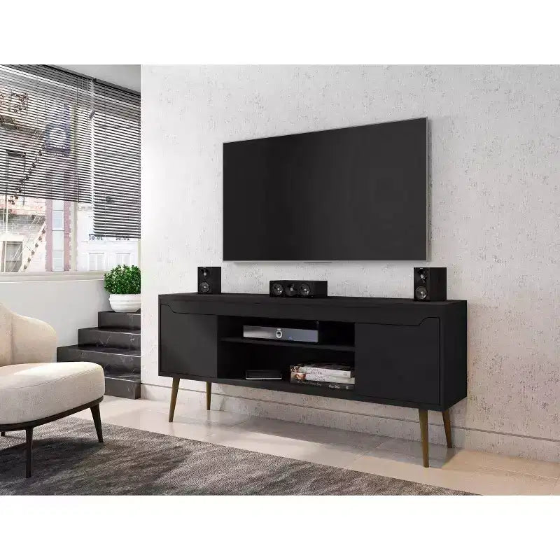Mobile TV bianco per TV fino a 60", stile a scaffale aperto, montaggio da 1 persona