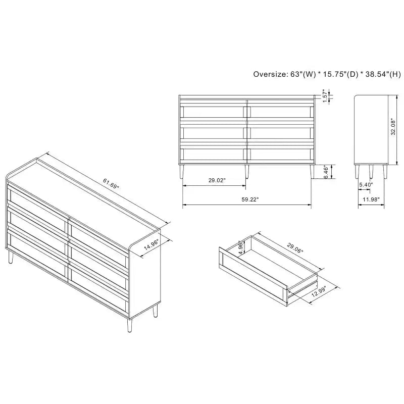 Comodino a 6 cassetti Warren 63 - miBasics